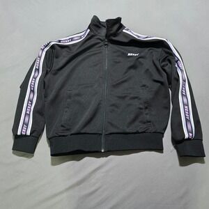 Nerdy Track Jacket Women Small Black Purple Logo Tape Zip Up Streetwear